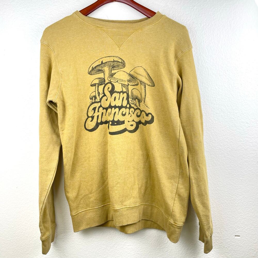 Womens Sweatshirt Sz L Retro Indie Grunge Mushrooms Hipster‎ Graphic Earthy Boho